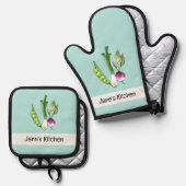 Leuke groenten (naam) ovenwant & pannenlap set (Voorkant / Achterkant)