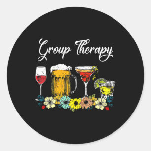 Leuke groepstherapie Floral Drink Glasses Mental H Ronde Sticker