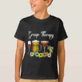 Leuke groepstherapie Floral Drink Glasses Mental H T-shirt (Voorkant)