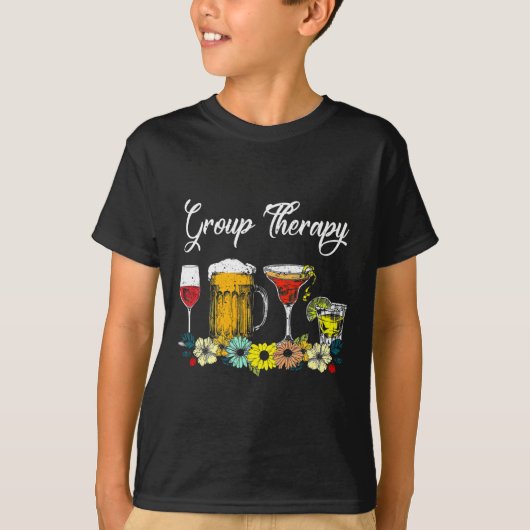 Leuke groepstherapie Floral Drink Glasses Mental H T-shirt (Voorkant)