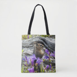 Leuke Grond Eekhoorn en Wildbloemen Natuur Foto Tote Bag
