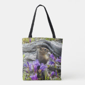 Leuke Grond Eekhoorn en Wildbloemen Natuur Foto Tote Bag (Achterkant)