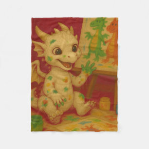 Leuke grootoogwitte baby vorst Dragon Finger-Paint Fleece Deken