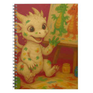 Leuke grootoogwitte baby vorst Dragon Finger-Paint Notitieboek