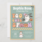 Leuke Groovy Ghost 70s Retro Halloween Verjaardag Kaart (Voorkant)