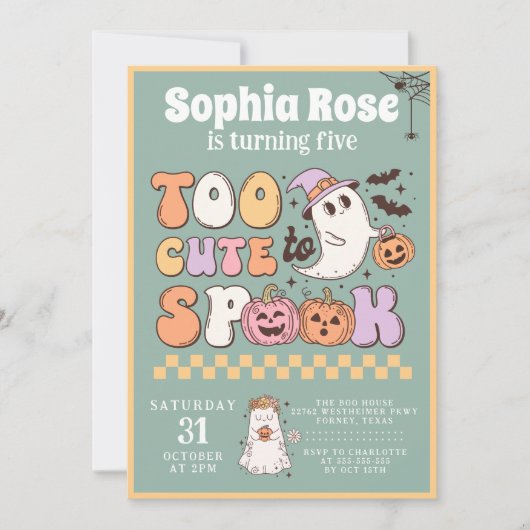 Leuke Groovy Ghost 70s Retro Halloween Verjaardag Kaart (Voorkant)