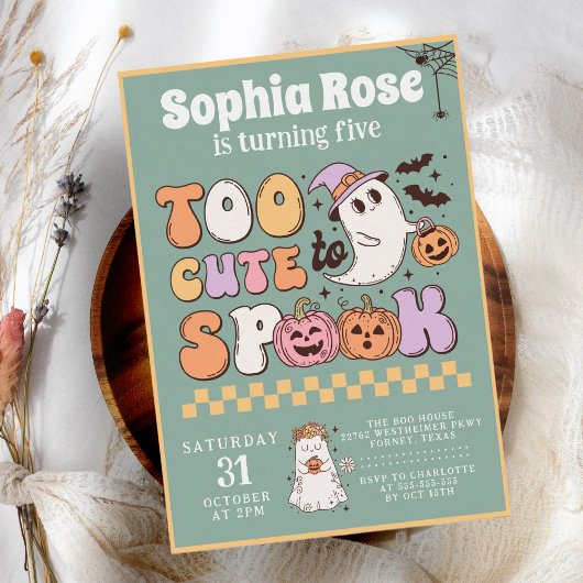 Leuke Groovy Ghost 70s Retro Halloween Verjaardag Kaart