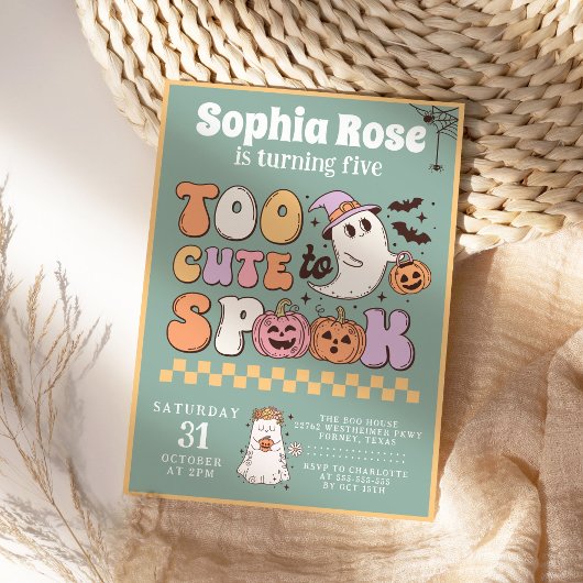 Leuke Groovy Ghost 70s Retro Halloween Verjaardag Kaart