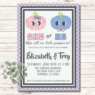 Leuke Groovy Halloween Pumpkin Geslacht onthullen Kaart