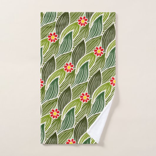 Leuke Groovy Hippie Rode Groene Madeliefjes Bloemm Bad Handdoek (Handdoek)
