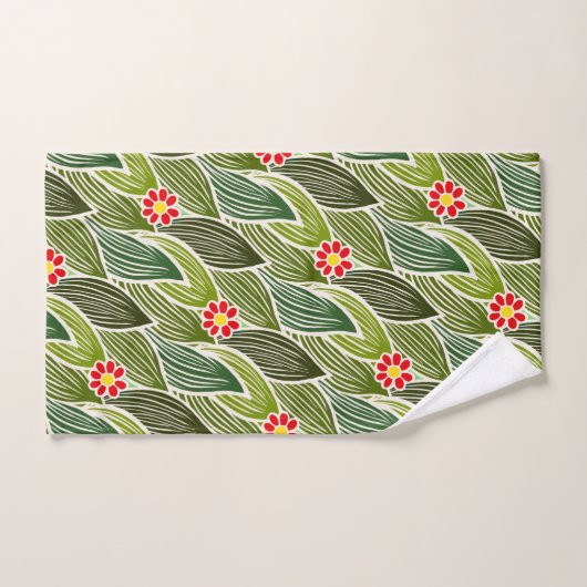 Leuke Groovy Hippie Rode Groene Madeliefjes Bloemm Bad Handdoek (Handdoek)