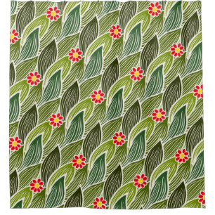 Leuke Groovy Hippie Rode Groene Madeliefjes Bloemm Douchegordijn