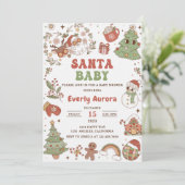 Leuke Groovy Kerstman Kerst Baby Shower Kaart (Staand voorkant)