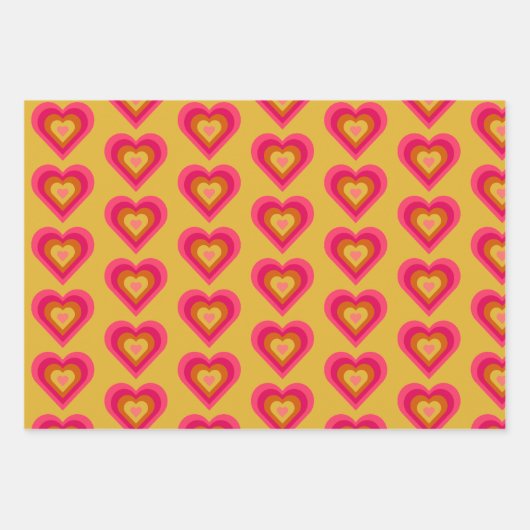 Leuke Groovy Retro Harten Inpakpapier Vel (Voorkant 2)