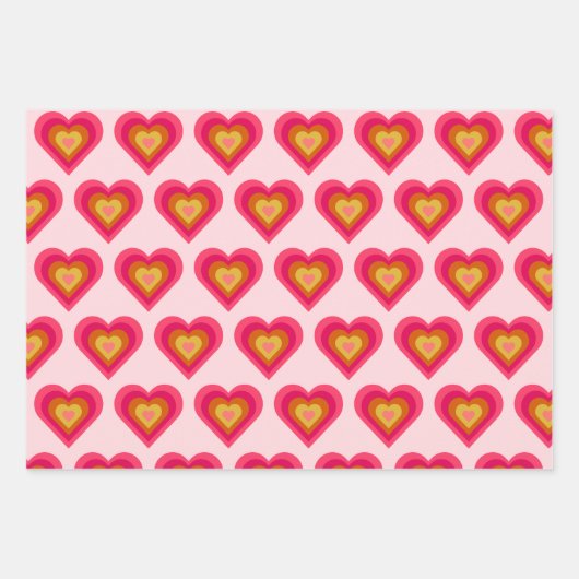 Leuke Groovy Retro Harten Inpakpapier Vel (Voorkant)