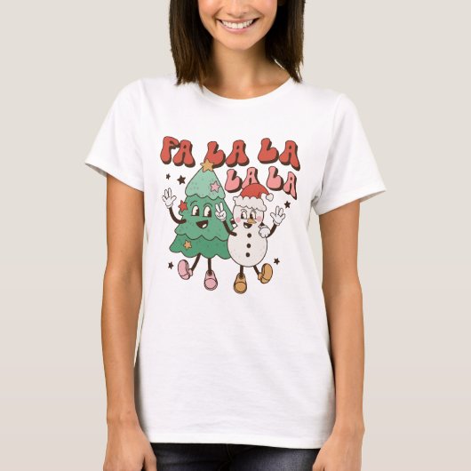 Leuke Groovy Retro Kerstmis T-shirt (Voorkant)