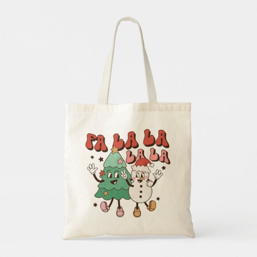 Leuke Groovy Retro Kerstmis Tote Bag (Achterkant)