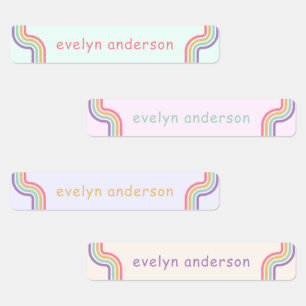 Leuke Groovy Retro Kleurrijke Aangepaste Naam Wate Labels