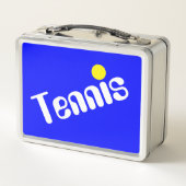 Leuke Groovy Wit Geel Tennis Tekst op Bright Blue (Achterkant)