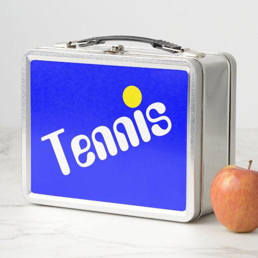 Leuke Groovy Wit Geel Tennis Tekst op Bright Blue (In situ)