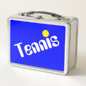 Leuke Groovy Wit Geel Tennis Tekst op Bright Blue (Voorkant)