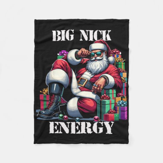 Leuke Grote Nick Energie Leuke Kerstman Kerstmis X Fleece Deken (Voorkant)