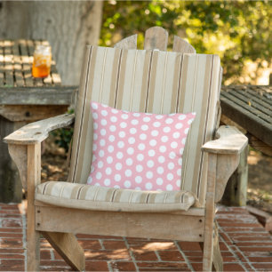 Leuke Grote Witte Polka Dots Patroon op Bord Roze Buitenkussen