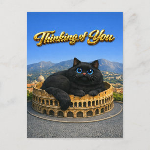 Leuke Grote Zwarte Kat Romeins Colosseum Denk Aan Briefkaart