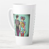 Leuke Grunge Guy en  Punk Meisje Holding Handen Latte Mok (Linkerhoek)