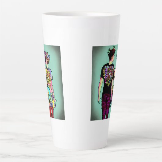 Leuke Grunge Guy en  Punk Meisje Holding Handen Latte Mok (Voorkant)