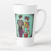 Leuke Grunge Guy en  Punk Meisje Holding Handen Latte Mok (Rechts)