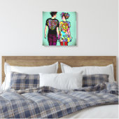 Leuke Grunge Punk Rock Paar Holding Handen AI Art Canvas Afdruk (Insitu (Slaapkamer))