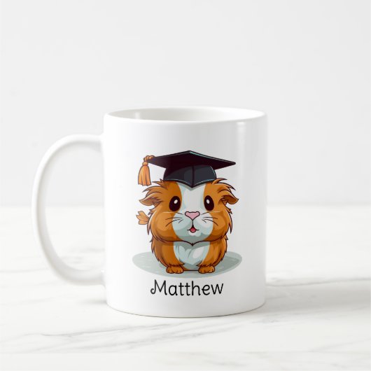 Leuke Guinee Pig Cartoon Gepersonaliseerd Afstuder Koffiemok (Links)