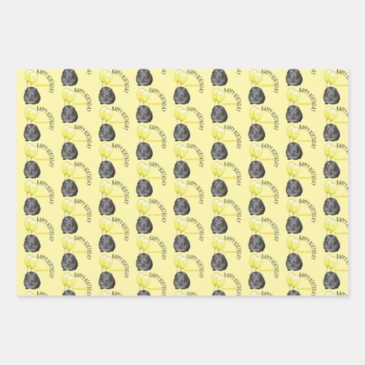 Leuke Guinee Pig Gele Ballonnen Custom Verjaardag Inpakpapier Vel (Voorkant)