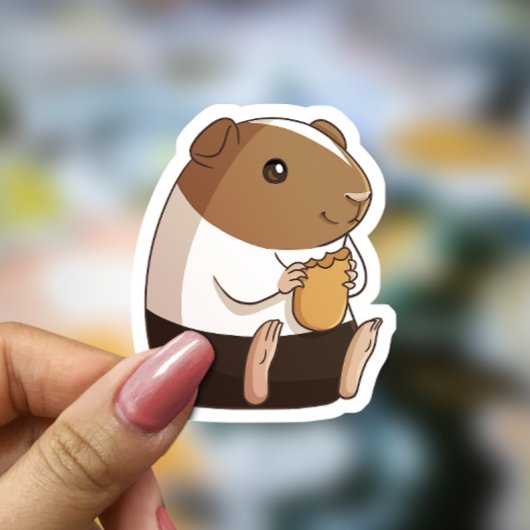 Leuke Guinee Pig Snacking op een Baby Wortel Stick Sticker