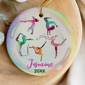 Leuke Gymnastiek Meisje Spelers Rainbow gepersonal Keramisch Ornament