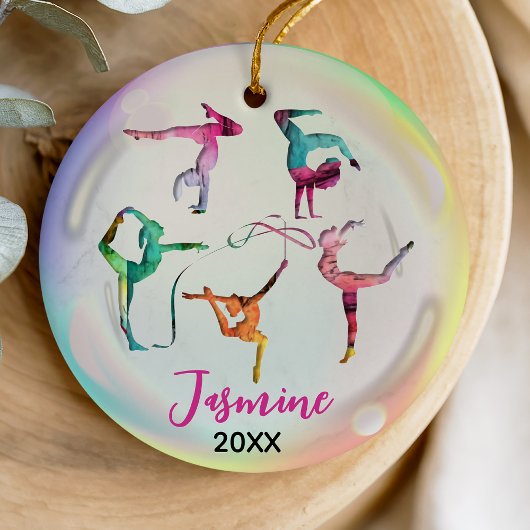 Leuke Gymnastiek Meisje Spelers Rainbow gepersonal Keramisch Ornament