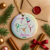 Leuke Gymnastiek Meisje Spelers Rainbow gepersonal Keramisch Ornament