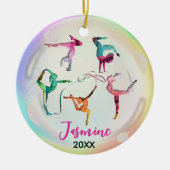 Leuke Gymnastiek Meisje Spelers Rainbow gepersonal Keramisch Ornament (Voorkant)