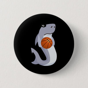 Leuke haai dragen zonnebril spelen basketbal ronde button 5,7 cm