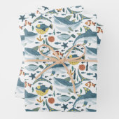 Leuke Haai Eerste Tweede Derde Verjaardag Baby Jon Inpakpapier Vel (In situ)