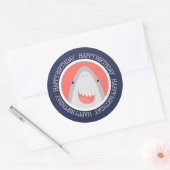 Leuke Haai Gelukkige Verjaardag Ronde Sticker (Envelop)