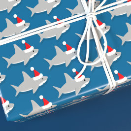 Leuke Haai in Santa Hat Kerstvakantie Cadeaupapier