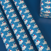 Leuke Haai in Santa Hat Kerstvakantie Cadeaupapier