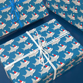 Leuke Haai in Santa Hat Kerstvakantie Cadeaupapier