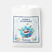 Leuke Haai Jongen 1e Verjaardag Blauwe Partij Favo Bedankzakje (Voorkant)