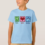Leuke haai Kinder T-shirt<br><div class="desc">Dit geweldige blauwe kinder t-shirt van haaien is perfect voor een schoolteam met een geweldige witte mascotte van haaien. Cool Peace Love Sharks t-shirt.</div>