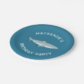 Leuke haai onder water verjaardagsfeestje papieren bordje (Gekanteld)