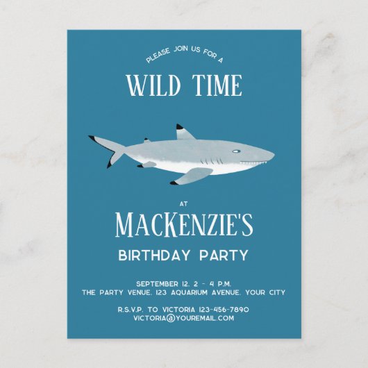 Leuke haai onder water verjaardagsfeestje uitnodig briefkaart (Voorkant)