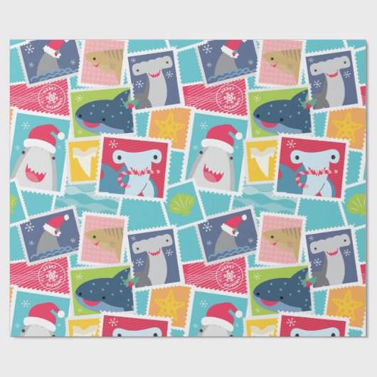 Leuke haai soort kerst inpakpapier (Vlak)